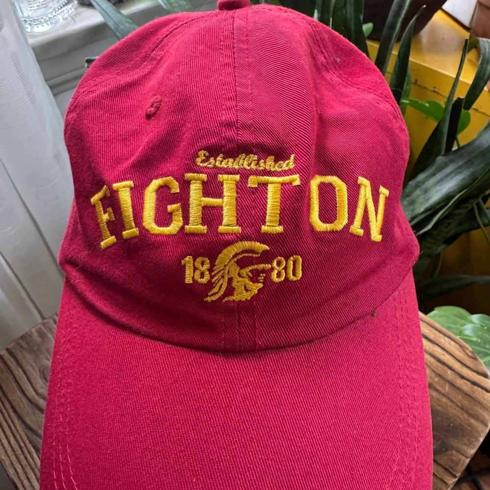 Fight On Wear USC Trojans Dad‎ Hat Cardinal Red Yellow Embroidered Baseball Cap